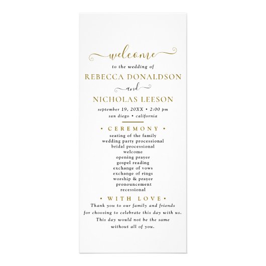 Carte Publicitaire Minimal Script Text Wedding Program (Devant)