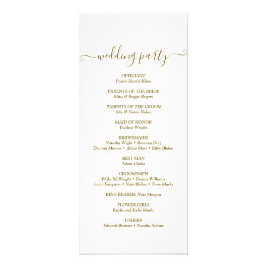 Carte Publicitaire Minimal Script Text Wedding Program (Dos)