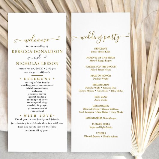 Carte Publicitaire Minimal Script Text Wedding Program