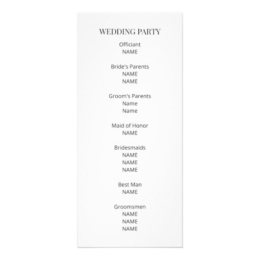 Carte Publicitaire Modern Minimal Wedding Program (Dos)