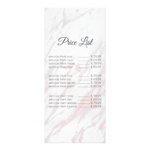 Carte Publicitaire Modern Pink and Grey Marble Price
