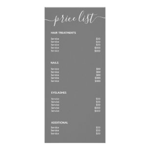 Carte Publicitaire Moderne minimaliste Salon gris simple Liste de pri