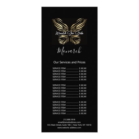 Carte Publicitaire Monarch Poils de maquillage Lashes ongles Wax Logo (Dos)