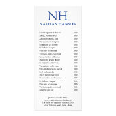 Carte Publicitaire Monogramme bleu simple moderne (Devant)