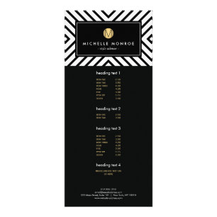 Carte Publicitaire Monogramme d'or noir et blanc Motif rétro