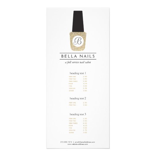 Carte Publicitaire Monogramme du salon de ongles sur Parties scintill (Devant)