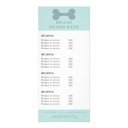 Carte Publicitaire Monte Et Os De Chien Turquoise (Devant)