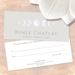 Carte Publicitaire Moon Phases Spa Salon Certificat cadeau