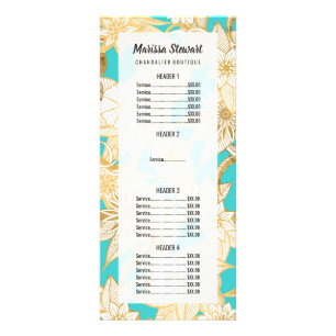 Carte Publicitaire Motif floral tiré par la main turquoise d'Aqua
