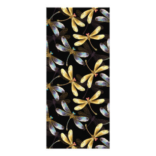 Carte Publicitaire Motif sans couture avec libellules d'or