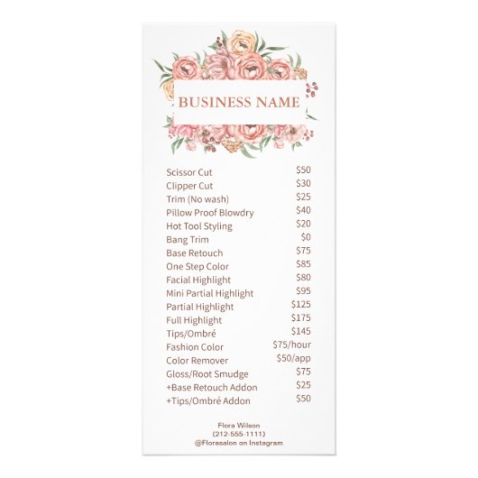 Carte Publicitaire Nettoyer les fleurs blanches et roses Service de t (Devant)