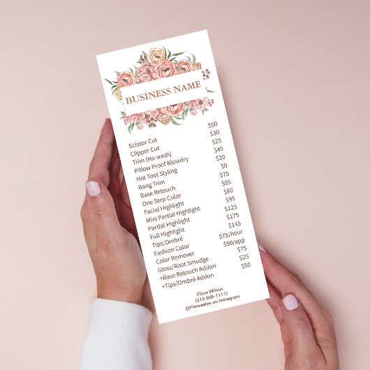 Carte Publicitaire Nettoyer les fleurs blanches et roses Service de t