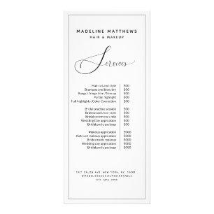 Carte Publicitaire Noir Blanc Moderne Calligraphie Salon Tarification