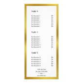 Carte Publicitaire Nom de l'entreprise White et Faux Gold Tarifs (Dos)