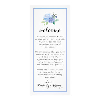 Carte Publicitaire Notes sur le sac de bienvenue - Blue Floral Hydran