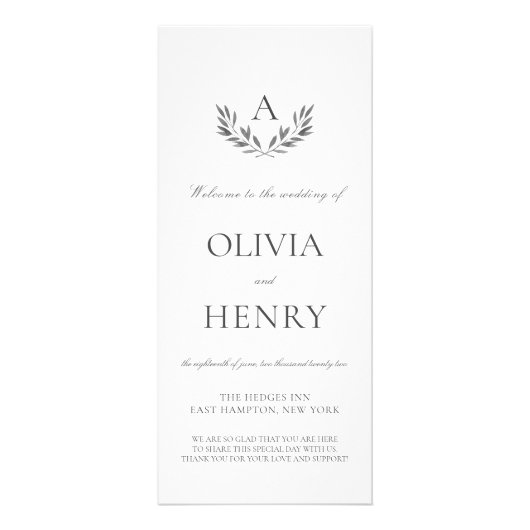 Carte Publicitaire Olivia Elegant Simple Double-Side Wedding Programm (Devant)