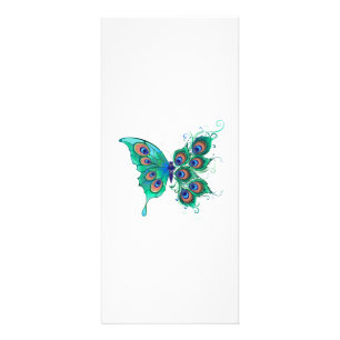 Carte Publicitaire Papillon aux plumes de paon vertes