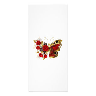 Carte Publicitaire Papillon de fleurs rouges aux roses rouges