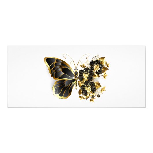 Carte Publicitaire Papillon fleur d'or avec orchidée noire (Devant)