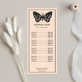 Carte Publicitaire Papillon Noir Logo Blush Salon de Beauté Prix Rose