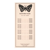 Carte Publicitaire Papillon Noir Logo Blush Salon de Beauté Prix Rose (Devant)