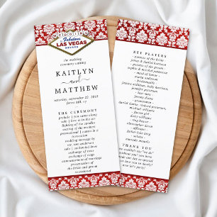 Carte Publicitaire Parties scintillant Damask Las Vegas Wedding Progr
