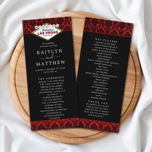 Carte Publicitaire Parties scintillant Damask Las Vegas Wedding Progr