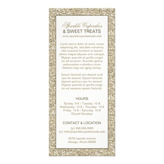 Carte Publicitaire Parties scintillant Look Glamor Rack Card (Devant)