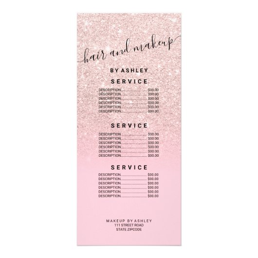 Carte Publicitaire Parties scintillant or rose moderne lumière ombre (Devant)