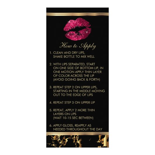 Carte Publicitaire Parties scintillant rose chaud - Instructions 💋 (Devant)