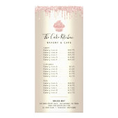 Carte Publicitaire Parties scintillant rose Cupcake Gold Bakery Pâtis (Devant)