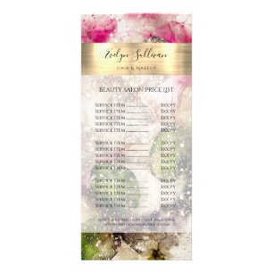 Carte Publicitaire Parties scintillant rose vert aquarelle Prix