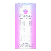 Carte Publicitaire Parties scintillant violet Cupcake Boulangerie Pât (Devant)