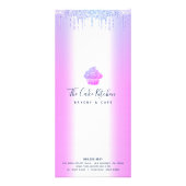 Carte Publicitaire Parties scintillant violet Cupcake Boulangerie Pât (Dos)