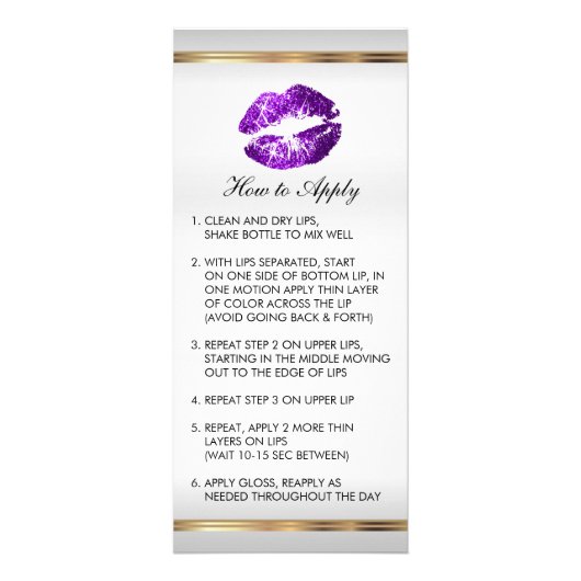 Carte Publicitaire Parties scintillant violet - Instructions 2 (Devant)