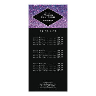 Carte Publicitaire Parties scintillant violette et beauté glamour