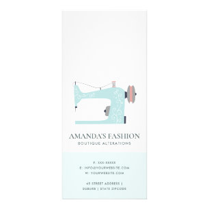 CARTE PUBLICITAIRE PASTEL AQUA BLUE ROSE SEWING MACH PRIX SERVICE
