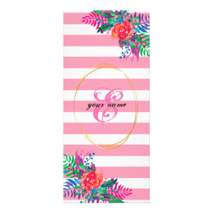 Carte Publicitaire personnaliser les fleurs avec des rayures rose pas