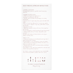 Carte Publicitaire Piercing Bijoux stériles Instruction de suivi