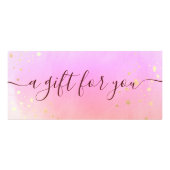 Carte Publicitaire Pink Watercolor Script Spa certificat cadeau (Devant)