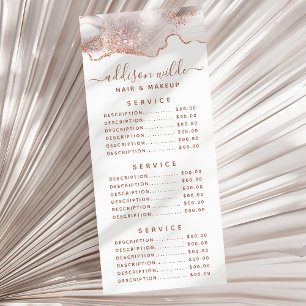 Carte Publicitaire Présentoir en marbre blanc chic agate or rose pail