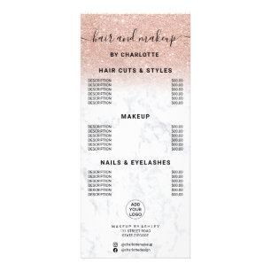Carte Publicitaire Prix de maquillage rose parties scintillant or