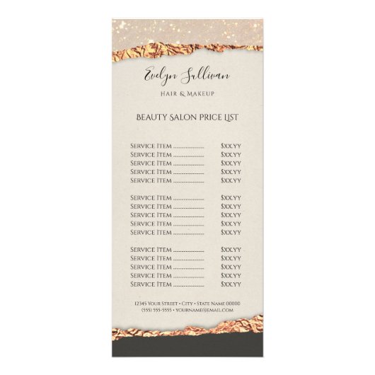 Carte Publicitaire Prix du papier brillant noir or (Devant)