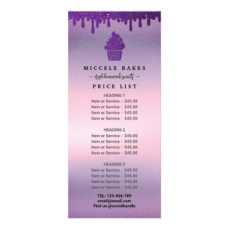 Carte Publicitaire Prix du service de boulangerie à goutte violette