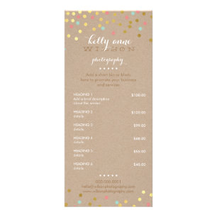 Carte Publicitaire PRIX SERVICES LISTE confetti corail menthe or kraf