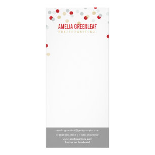 Carte Publicitaire PRIX SERVICES LISTE confetti spot motif or rouge