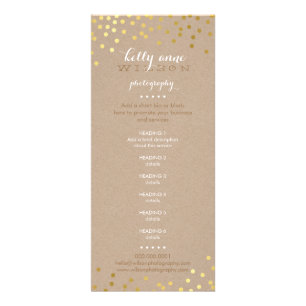 Carte Publicitaire PRIX SERVICES LISTE feuille or confetti blanc kraf