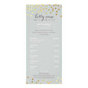 Carte Publicitaire PRIX SERVICES LISTE Gold confetti gris motif