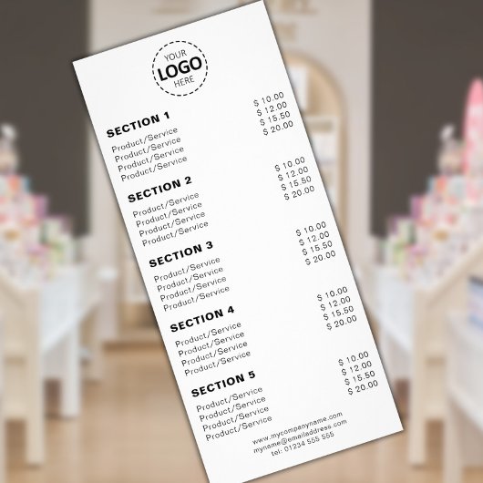 Carte Publicitaire Produit/Prestations de service Simple Blanc