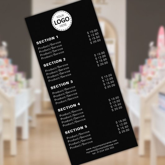 Carte Publicitaire Produit/Service personnalisé Simple Noir